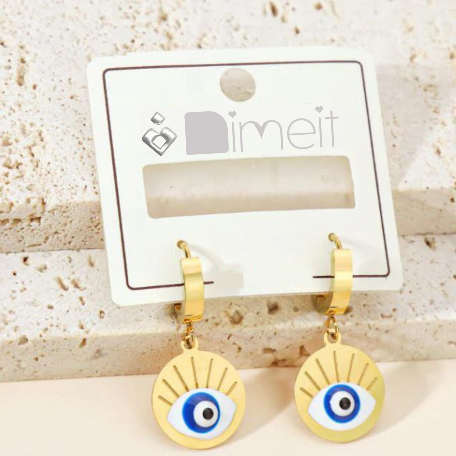 Gold plated evil eye earring