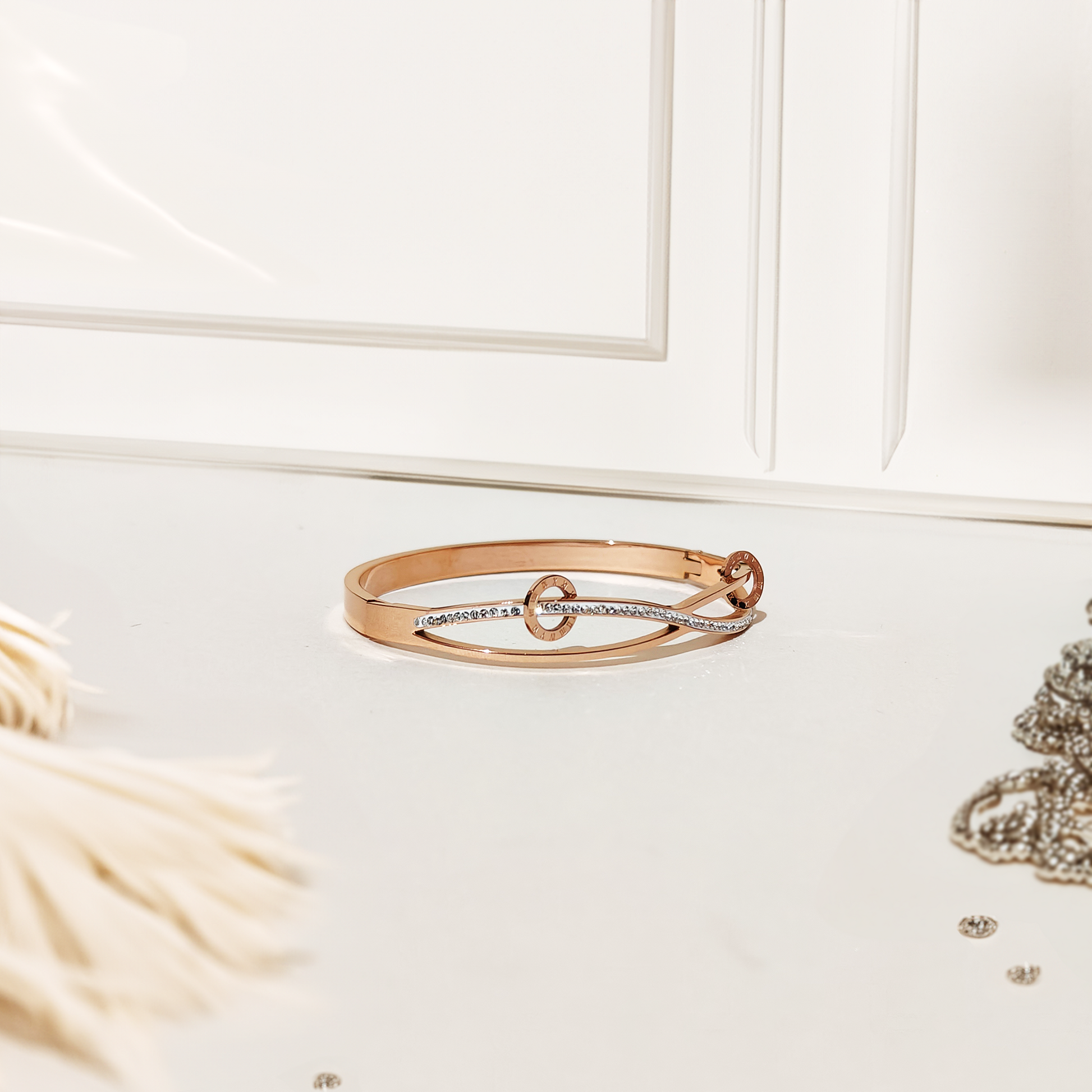 Eternal Bling Anti-tarnish Bracelet in studio side view in a room background