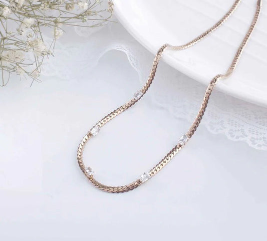 Radiant Baguette Anti-tarnish Necklace close up on a white background