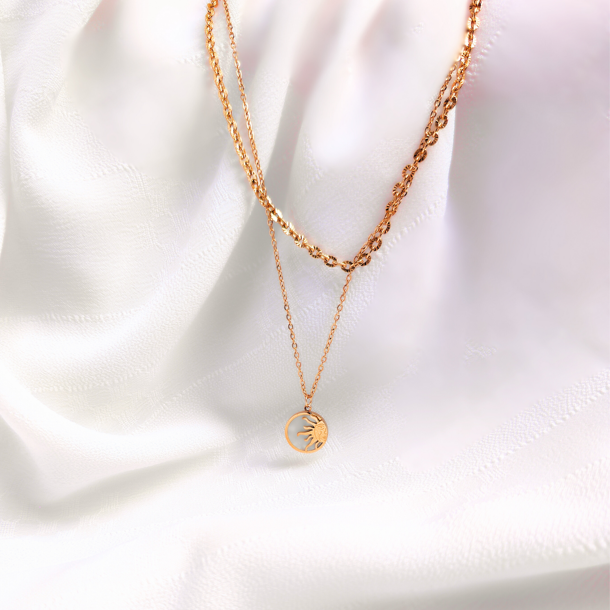 Coastal Sun Anti-tarnish Necklace, original, view from distance 